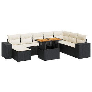 vidaXL Garden Sofa Set - Black and Cream with Storage - 1 of 4