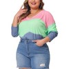Agnes Orinda Women's Plus Size Tie Dye V-Neck Long Sleeve Casual Outfits T-shirts - 2 of 4