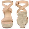 BLISSFUL STEP Women's Slingback Crisscross High Espadrille Wedge Heel Sandals - 2 of 4