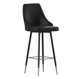 Emma and Oliver Modern Upholstered Dining Stools with Chrome Accented Metal Frames and Footrests - 1 of 4