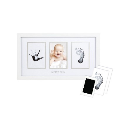 White Wooden Baby Handprint and Footprint Photo Frame