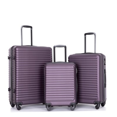 3 Piece Expandable Luggage Set,Hardshell Luggage Sets with Spinner Wheels & TSA Lock,Lightweight Carry on Suitcase Purple