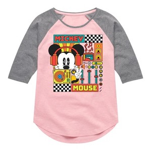 Girls' - Disney - Mickey Mouse Rhythm Waves Shirt Tail Raglan Graphic T-shirt - 1 of 3
