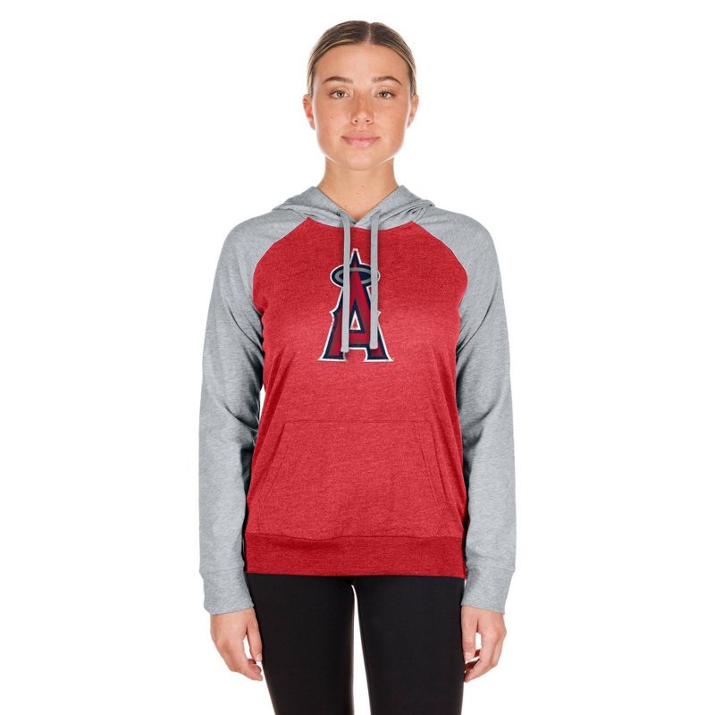 MLB Los Angeles Angels Women&#39;s Lightweight Bi-Blend Hooded Sweatshirt, 5 of 7