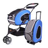 Ibiyaya Compact Multifunctional 5-in-1 EVA Convertible Foldable Small Pet Carrier/Stroller Combo System for Dog or Cat up to 16 Pounds, Blue