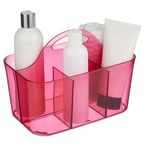 mDesign Plastic Shower Caddy Storage Organizer Basket with Handle - Rose Pink