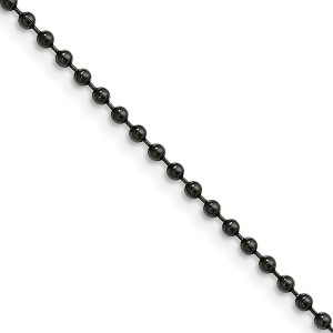Black Bow Jewelry 2.4mm Stainless Steel Black-Plated Beaded Chain Necklace - 1 of 4