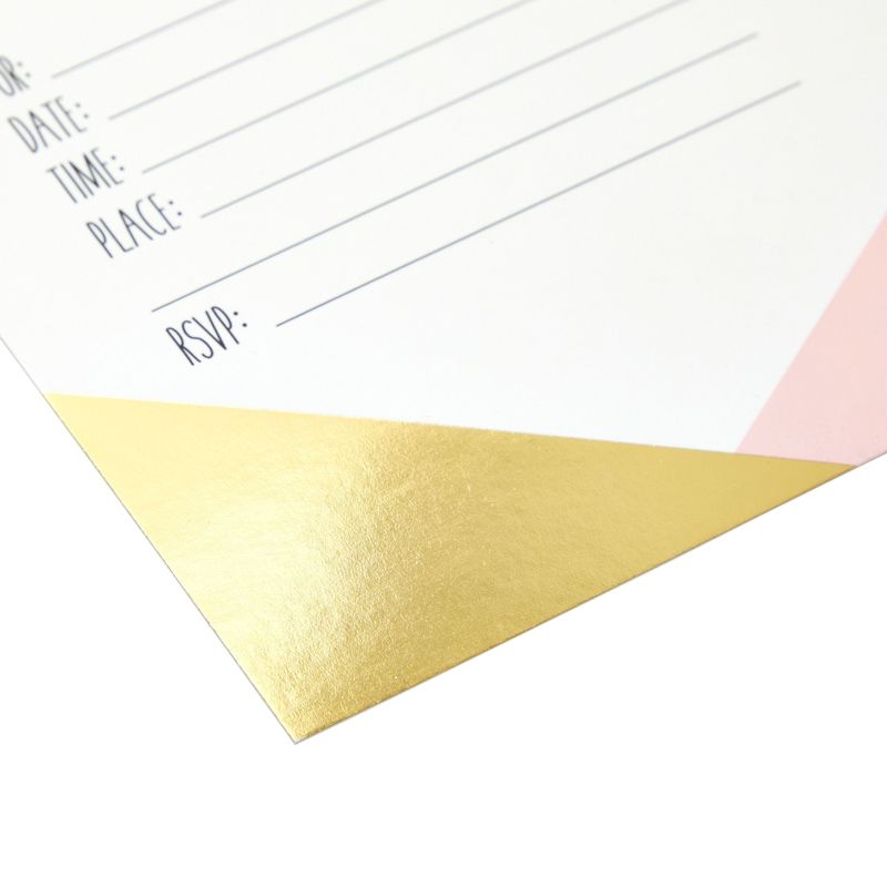 Best Paper Greetings 36-Pack Pink and Gold Party Invitations with Envelopes for Birthday Party Invitations, Wedding, Fill in Style, 4x6 in, 5 of 9