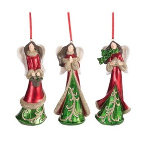 Transpac Resin Red Jacket Angel Ornament Set of 3 Christmas Home Decorations - 1 of 1