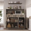 Farmhouse Buffet Cabinet with Storage, Large Wood Coffee Bar Cabinet with Drawers, Doors & Shelves, Kitchen Sideboard Table, Grey - 3 of 4