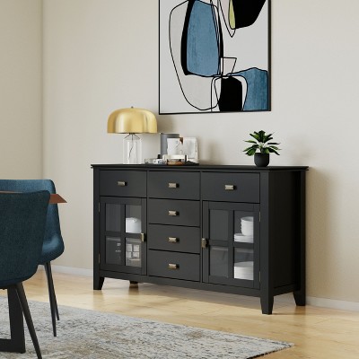 NicBex Modern 2-Doors Sideboard,Kitchen Storage Cabinets with 6 Drawers and 2 Glass Doors for Kitchen and Dining Room