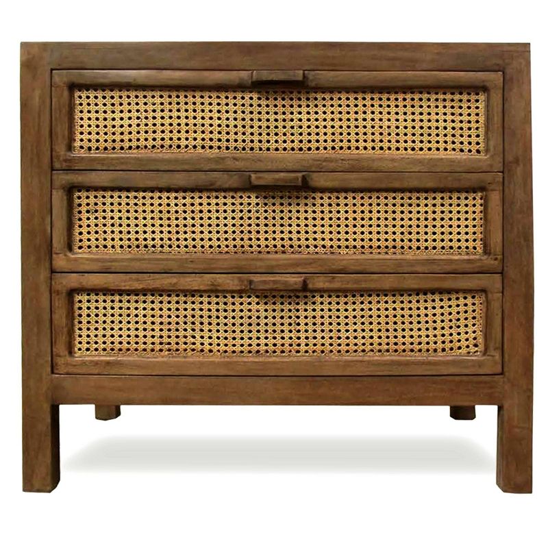 Easton Woven Cane Three Drawer Chest Natural - StyleCraft, 1 of 5