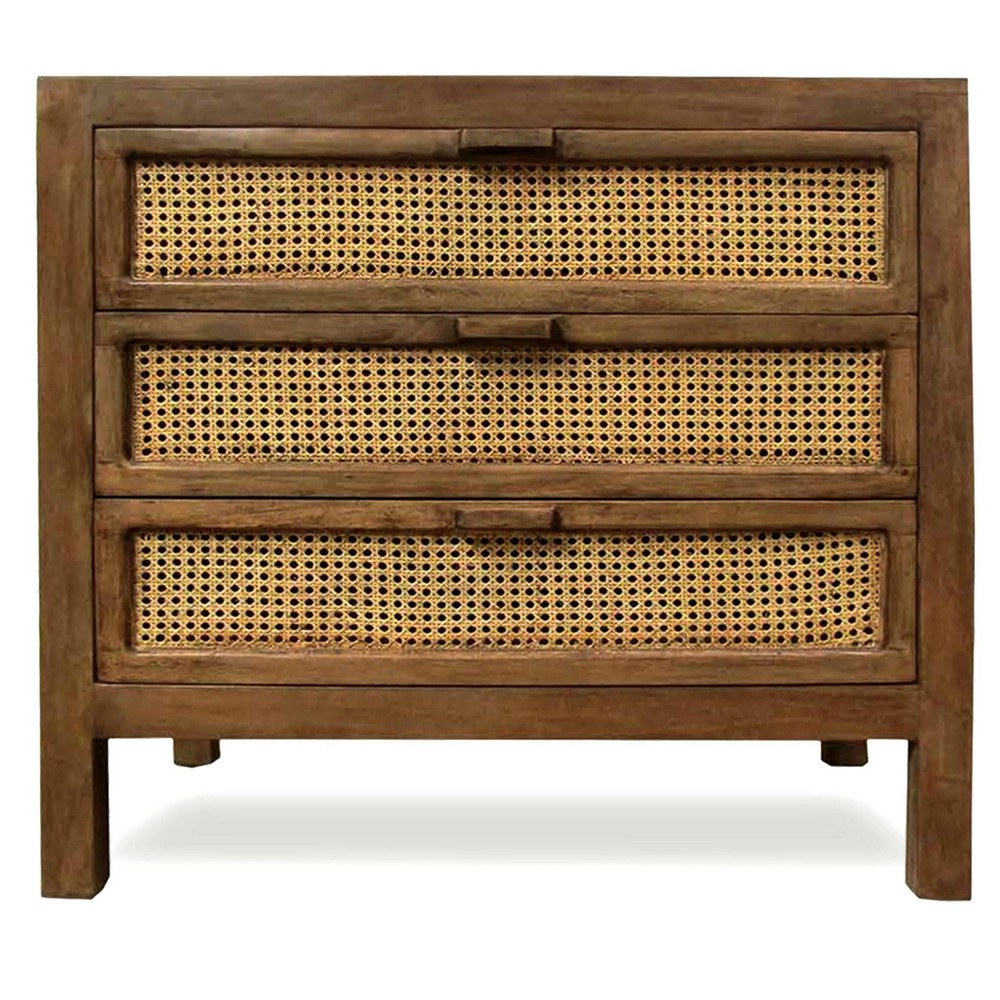 Photos - Dresser / Chests of Drawers Easton Woven Cane Three Drawer Chest Natural - StyleCraft