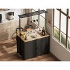 42" Heavy-Duty Kitchen Island with 1.18" Countertop, 3-Tier Shelves Multi-Functional Cart, 5 Hooks, 400Lb Capacity, Wood Bakers Rack for Small Spaces - 3 of 4