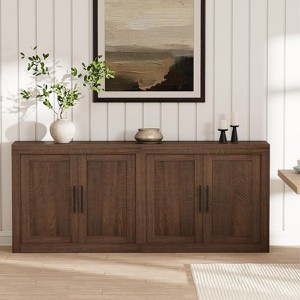 70.8" Mid Century Modern Buffet Cabinet w/ 4 Doors - Wood Coffee Bar & Media Credenza for Living Room, Kitchen, Hallway Storage - 1 of 4