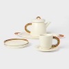 Pride Set of 2 Spill the Tea Rainbow Ceramic Stoneware Snack Plates Cream - 3 of 3