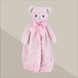 Bearington Baby Huggie Bear Snuggler, 15 Inch Pink Teddy Plush Stuffed Animal Security Blanket Lovey for Babies - 1 of 4