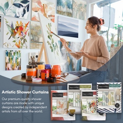 Black and White Geometric Polyester Shower Curtain