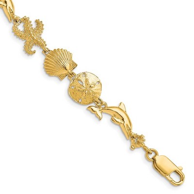 Black Bow Jewelry 14k Yellow Gold Seashore Bracelet - 7.25 Inch