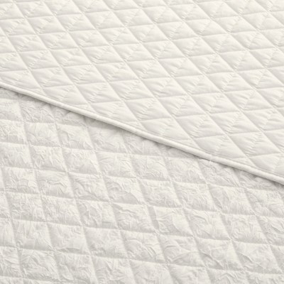 Cream Diamond Quilted Reversible Microfiber Throw
