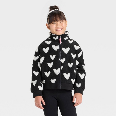 Детские куртки Cat & Jack Girls' Hearts Fleece Jacket - Cat & Jack™ Black XL