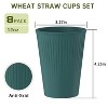 LunaLulinlk Wheat Straw Unbreakable Cups Set of 8, 12 OZ Drinking Glasses, Reusable Plastic Cups, Drinking Cups, Multicolor - 3 of 4