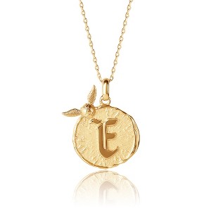 Harry Potter Wizarding World Golden Snitch Initial E Gold Plated Pendant Necklace, 18" - 1 of 4