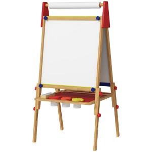 Infurnic Baby Activity Gyms Art for Kids with Paper Roll, Double Sided Whiteboard and Chalkboard with Painting Paper Stand, Green, 21.3"*18.3"*36.5" - 1 of 4