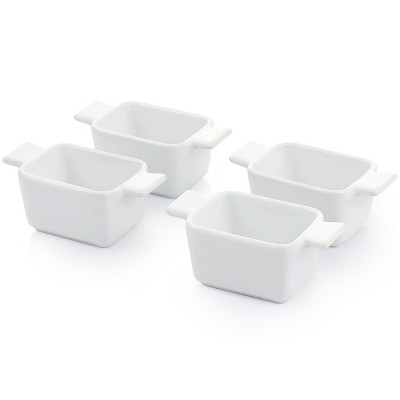 Elegant White Ceramic and Acacia Wood 5-Piece Tidbit Dish Set