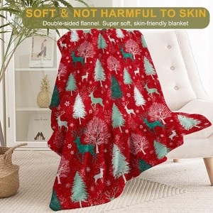 Lomsoe Christmas Decorative Throw Blanket White Snowy Tree and Green Forest Print Decoration, Soft Flannel Winter Blanket for Bed Sofa. - 1 of 4