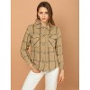 Allegra K Women's Point Collar Button Down Single Breasted Plaid Jacket - 3 of 4