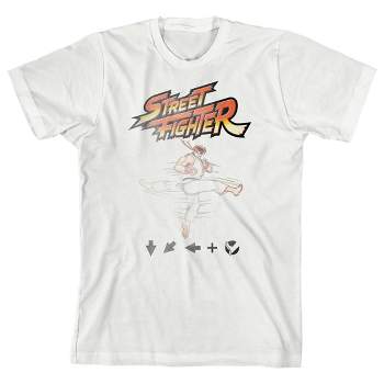 Street Fighter Classic Ryu Button Sequence Crew Neck Short Sleeve Boy's White T-shirt