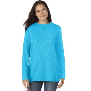 Woman Within Ultra Soft Waffle Thermal Sweatshirt - 1 of 4