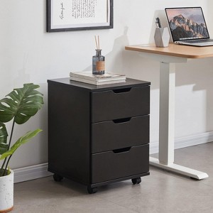 FONTOI File Cabinets, 3 Drawer Vertical Rolling Wood with Casters for Home Office, Practical Under Desk Storage, Black, 15.74"*15.74"*22.16" - 1 of 4