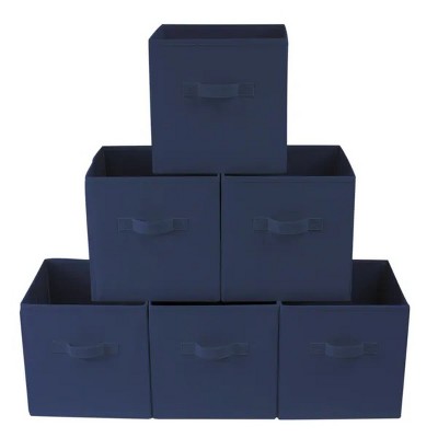 Racxily 6 Pack Collapsible Cube Fabric Storage Bins with handle, 10.5" x 10.5" Storage Containers for Organizing Storage Box