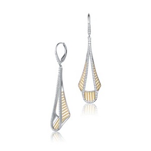 Guili Sterling Silver Rhodium, 18K Rose Gold, or Gold Plated Cubic Zirconia Drop Earrings for a Chic, Timeless, and Elegant Sparkling Look - 1 of 3