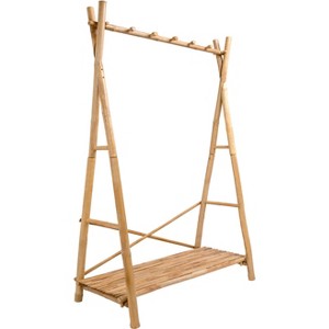 Nordlys Solid Bamboo Wood Hall Tree Exotic Boho Entry - 1 of 4