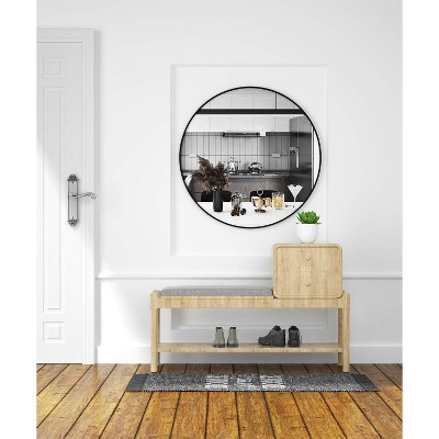 36" Black Round Metal Framed Bathroom Wall Mirror