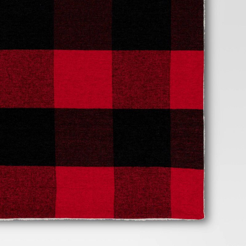 Reversible Woven Chenille and Faux Shearling Buffalo Check Throw Blanket – Threshold, 5 of 7