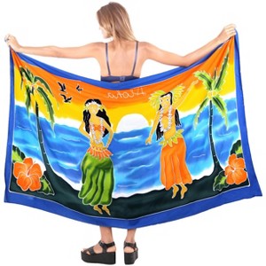 LA LEELA Women's Beachwear Summer Bikini Wraps Beach Wrap Sarong Skirt Swimsuit Swim Cover Ups for Swimwear Coverups Women One Size Black,Tree - 1 of 4