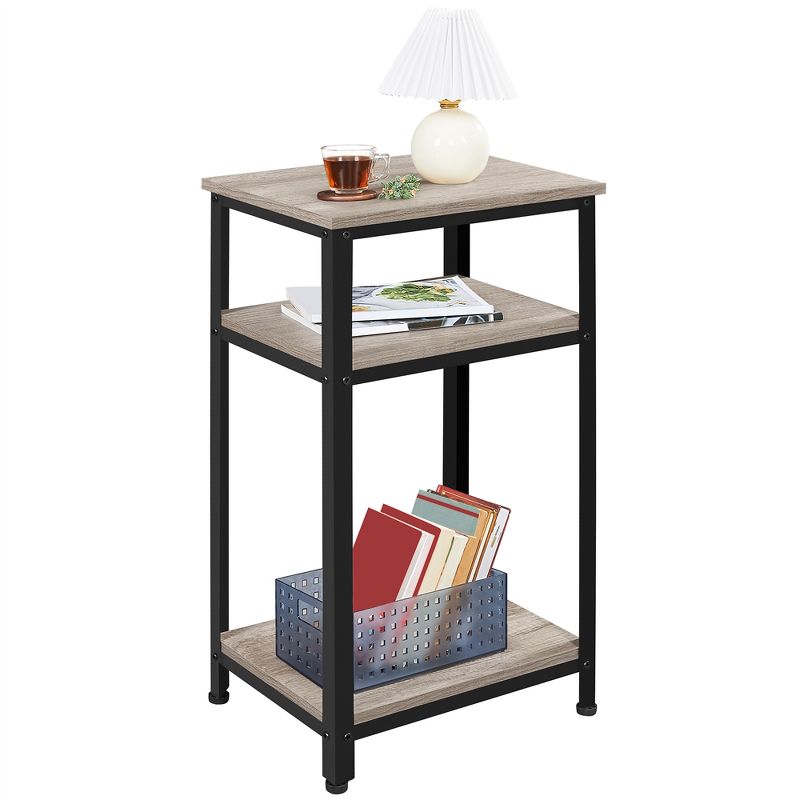 Yaheetech Tall End Table Accent Table, 30 in Industrial Side Table with Strong Wooden Shelves, 3 of 8