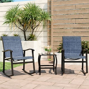 Celebalcony 3 Piece Outdoor Furniture Rocking Patio Set Navy Blue - 1 of 4