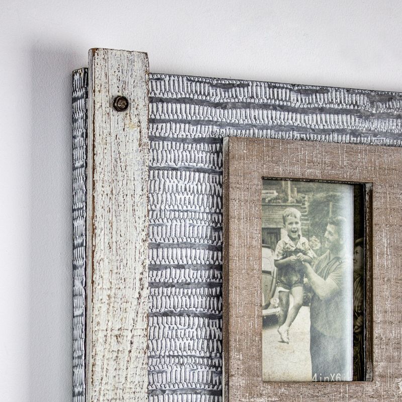 32&#34; x 12&#34; Rustic Wood and Metal Hanging 5 Picture Photo Frame Wall Accent - American Art Decor, 4 of 7