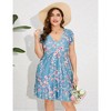 Garvee Womens Plus Size Casual Tunic Dress V Neck Loose Swing Ruffle Summer Boho Midi Dress with Pockets - 2 of 4