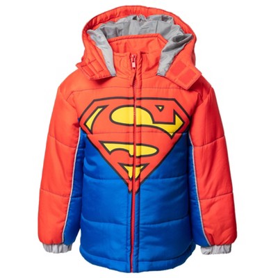 DC Comics Justice League Superman Zip Up Winter Coat Puffer Jacket Toddler