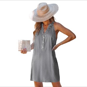 Women's Striped Button Down Shirt Dress - Cupshe - 1 of 4