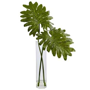 Nearly Natural 29-in Selloum Artificial Plant in Cylinder Glass
