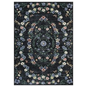 Washable Modern Floral Rugs for Living Room, Ultra Thin Soft Non Slip Bedroom Carpet, Indoor Farmhouse Floor Rug for Dining Room Kitchen - 1 of 4