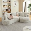 120" Modern Curved Corduroy Sectional Sofa with 2 Throw Pillows, Oversized L-Shape Sleeper Couch for Living Room or Family Lounge–The Pop Home - 3 of 4