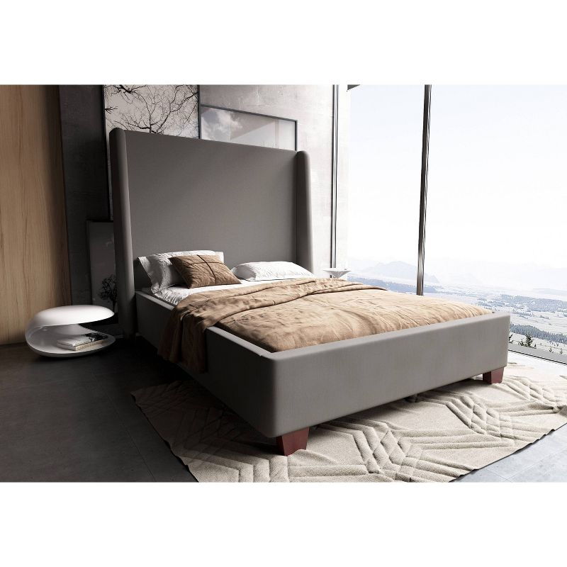 Queen Parlay Upholstered Bed Portobello - Manhattan Comfort, 3 of 10